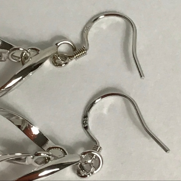 LAST 1- Sterling Silver (925) Dangle Drop Earrings - Picture 5 of 7